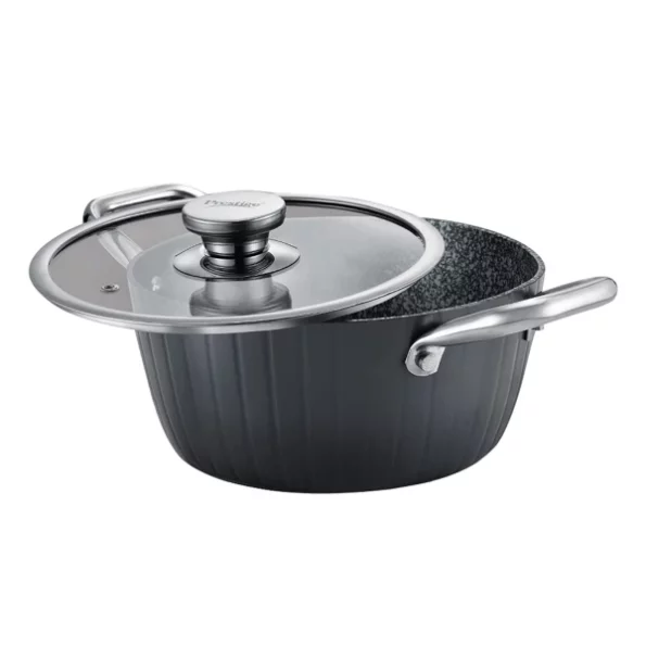 Prestige Durastone Hard Anodised 6 Layer Non-Stick Casserole with Glass Lid, (20 cm, 2.4 Litre, Black) available on Herbkart