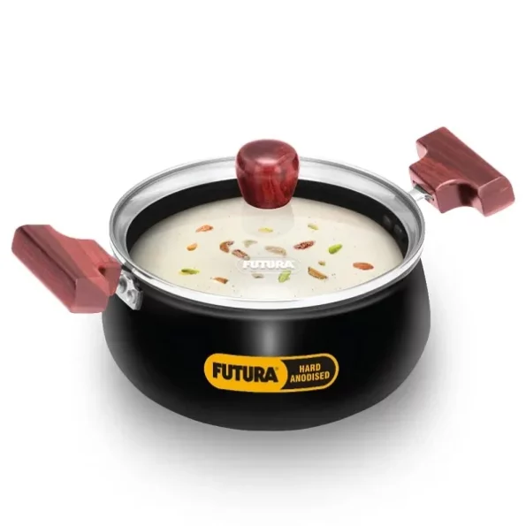 Hawkins Futura 2 Litre Cook n Serve Handi, Hard Anodised Biryani Handi with Glass Lid available on Herbkart