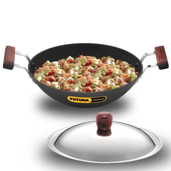 Hawkins Futura Nonstick Deep-Fry Pan 2.5L, 26cm, 3.25 mm with Glass lid (Black) available on Herbkart