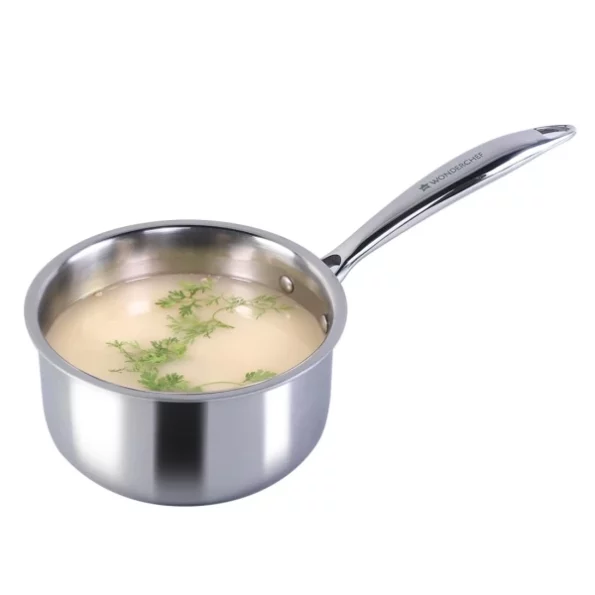 Wonderchef Nigella Tri-ply Stainless Steel 16 cm Sauce Pan, 1.5 Liters, 2.6mm Thickness available on Herbkart