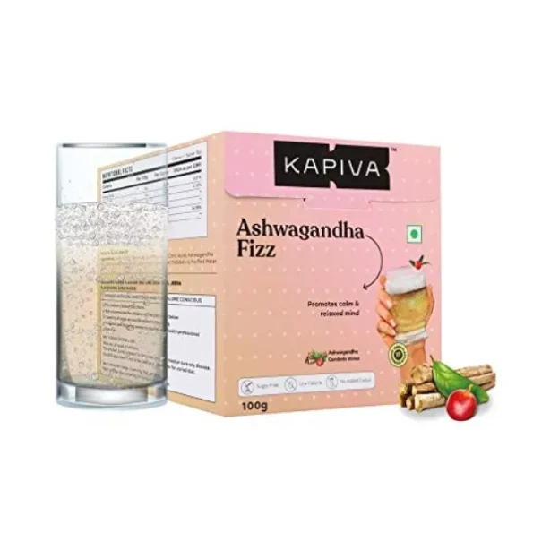 Kapiva Ashwagandha Effervescent Fizz Powder | 20 Sachets | Boost Energy & Reduce Stress | Herbkart available on Herbkart