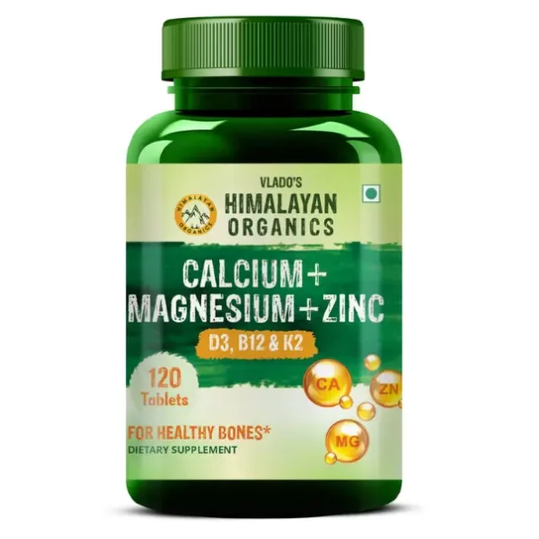 Vlado's Himalayan Organics Calcium Magnesium Zinc Vitamin D3 & B12- 120 Vegetarian Tablets available on Herbkart