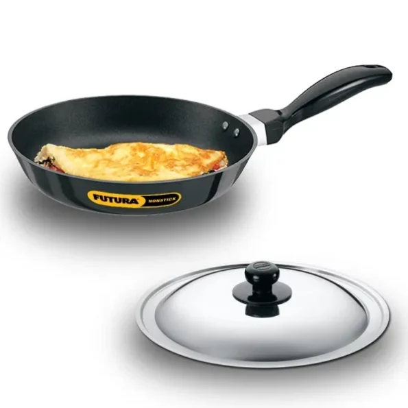 Hawkins Futura Nonstick Frying Pan 22 Cm, 3.05 Mm Thick With Ss Lid Induction Compatible, Black available on Herbkart