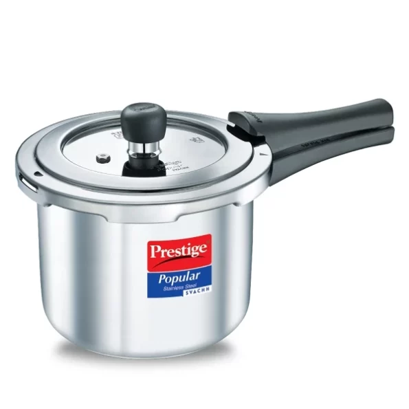 Prestige Popular Svachh Spillage Control Stainless Steel Outer Lid Pressure Cooker, 3 L (Silver) available on Herbkart