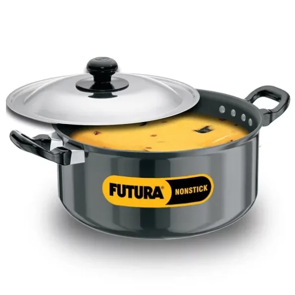 Hawkins Futura 5 Litre Cook n Serve Stewpot, Non Stick Pot with Stainless Steel Lid available on Herbkart