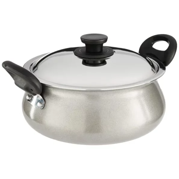 Pigeon Aluminium Non-Stick Gravy Pot with Lid, 3 Litres (Red) available on Herbkart