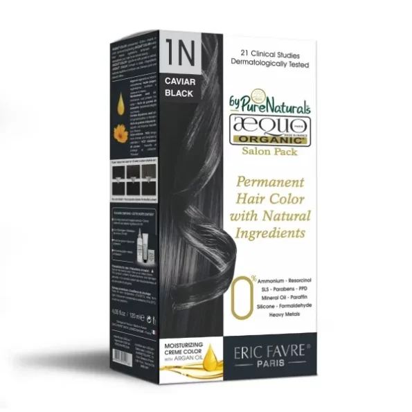 Aequo Organic Hair Colour Salon Pack Cream Hair Colour 1N Jet Black ,120 ML available on Herbkart