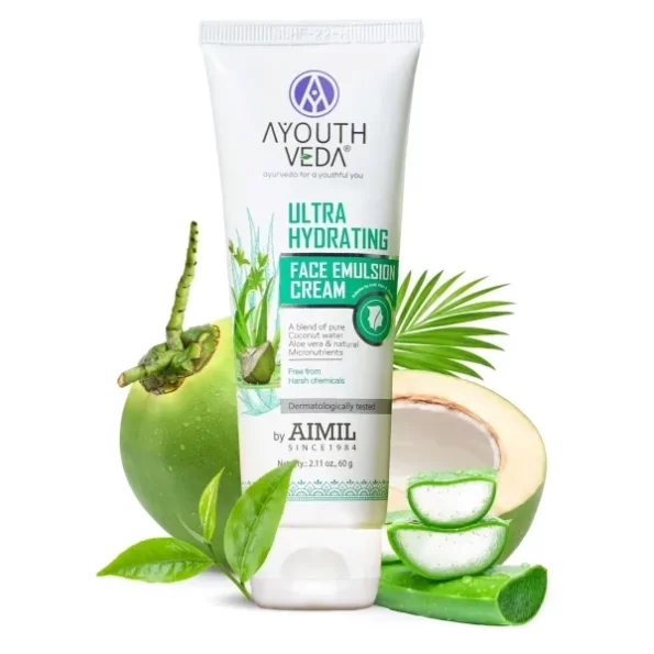 Ayouthveda Ultra Hydrating Face Emulsion Cream 60 Gm With Aloe Vera & Coconut Water | Best Hydrating Face Cream for Women and Men | Prevent Dark spots, Blackheads and Blemishes | All Skin Types (Pack Of 1; 60G), Herbkart8t771PKjKZLFjL.webp, Herbkart8t771PKjKZLFjL