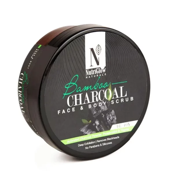 NutriGlow Natural's Bamboo Charcoal Face & Body Scrub, 200gm available on Herbkart