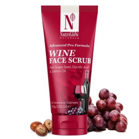 NutriGlow NATURAL'S Advanced Pro Formula Wine Face Scrub for All Skin Type, Skin Lightening Scrub (100 g)