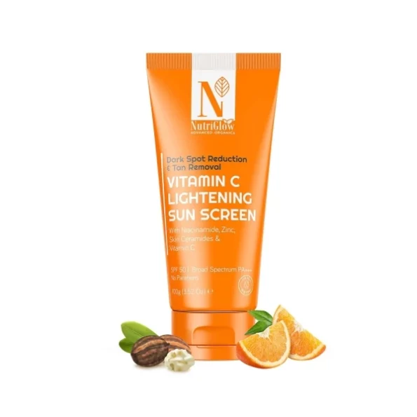 NutriGlow Natural's Advanced Pro Formula Vitamin C Lightening Sunscreen SPF 50 & PA+++ (100 g) available on Herbkart