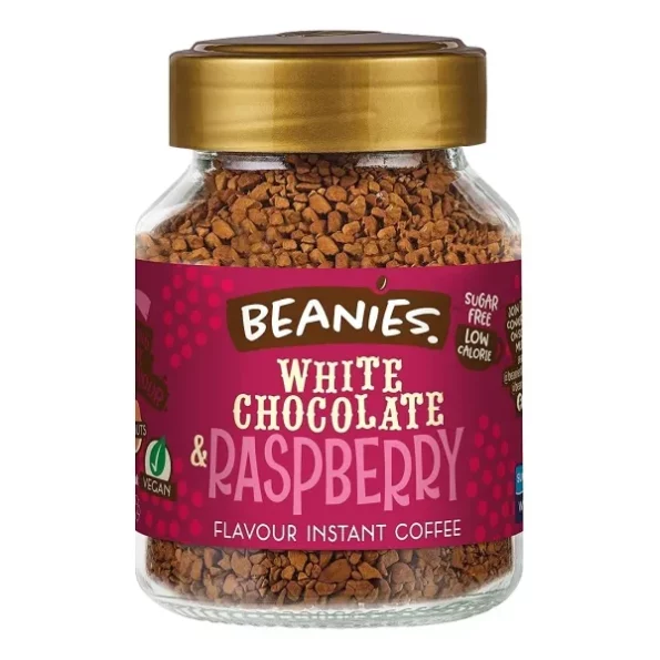 Beanies Instant Flavoured Coffee | White Chocolate & Raspberry, 50 g available on Herbkart