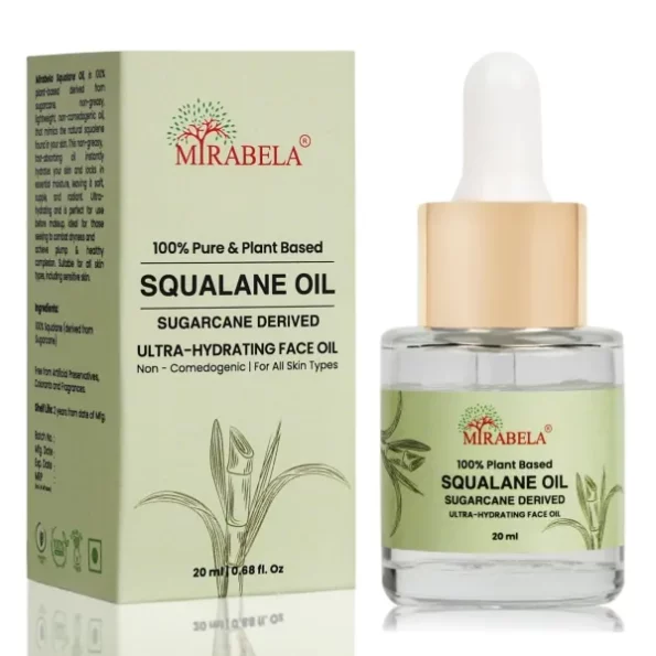 Mirabela Squalane Oil 100% Sugarcane Squalane Non Greasy Lightweight Skin Moisturizer Ultra Hydrating Face Oil for Glow Improves Skin Barrier For Face Body & Hair All Skin Types, 20ml, Herbkart8t781h5dRlGyuL.webp, Herbkart8t781h5dRlGyuL