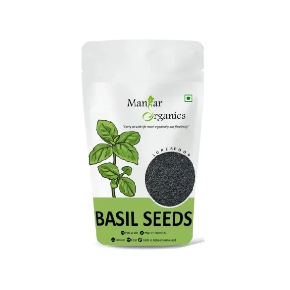 ManHar Organics Raw Basil Seeds 250gm available on Herbkart