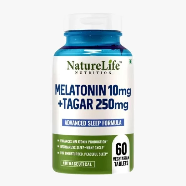 Nature Life Nutrition Melatonin 10mg Supplement with Tagar 250mg, 60 Veg Tablets, Herbkart8t7618mgC8t2SL.webp, Herbkart8t7618mgC8t2SL