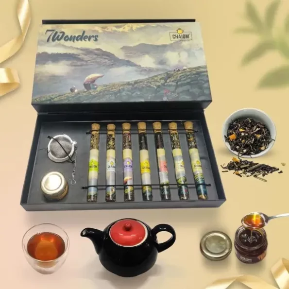 7 Wonders Tea Gift Set with infuser and honey, 9 flavorful Herbal Tea available on Herbkart