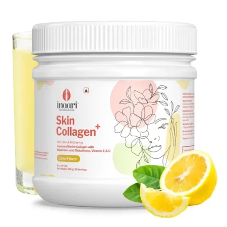 Inaari Collagen Supplements For Women | Japanese Marine Collagen Type 1 and 3 Powder | Contains Glutathione, Vitamin C & E For Glowing Skin | Lime Flavor | 200 g