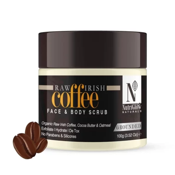 NutriGlow Natural's Raw Irish Coffee Face & Body Scrub (100g) available on Herbkart