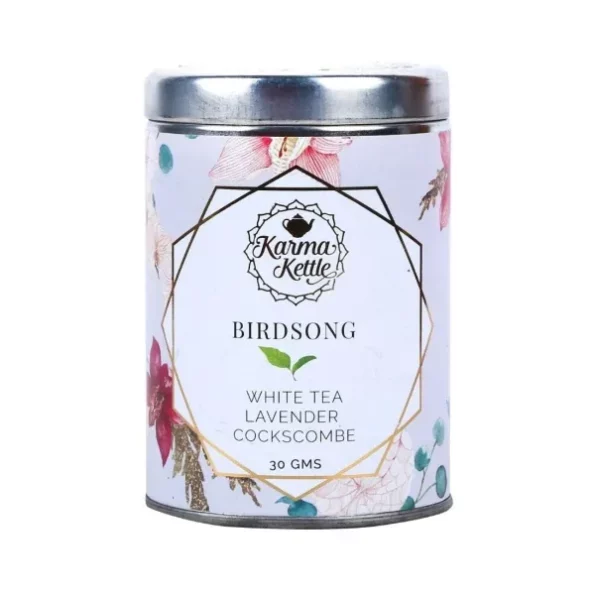 Karma Kettle Birdsong Silver Tips White Tea with Lavender Flowers, Cockscombs Flowers (30 g Loose Leaf Tin), Herbkart8t761KN52w3kBL.webp, Herbkart8t761KN52w3kBL