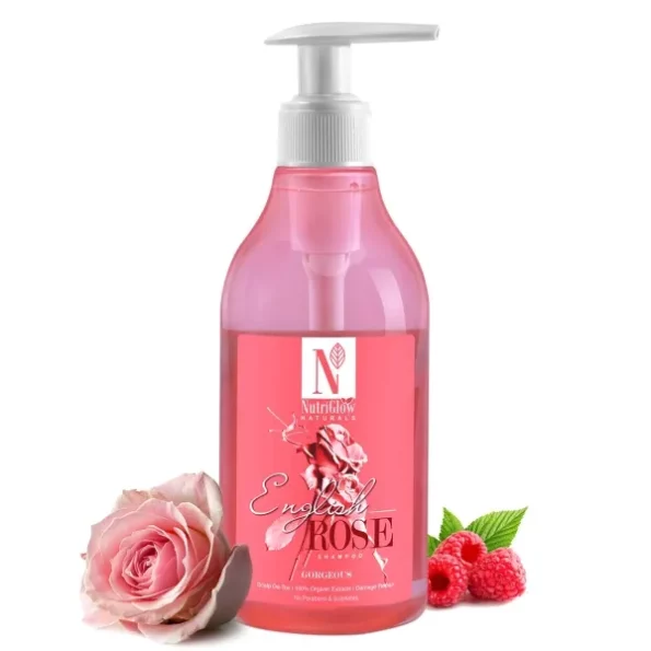 NutriGlow Natural's English Rose Shampoo Gentle Cleanser, 300ml available on Herbkart