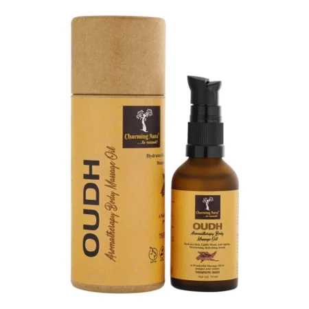 Charming Aura- Oudh Massage Oil to Pamper your mind & Body, Makes Skin softer, Anti-Ageing, Reduces Stress & Anxiety- Aromatherapy formulated with Oudh Essential Oil, Almond Oil, Joboba Oil, Vitamin E