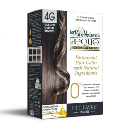 Aequo Organic Cream Hair Colour 4G Golden Brown for Men and Women,200 ML| Natural Long Lasting Permanent Color for Hair, Beard & Mustache| 100% Grey Coverage| PPD & Ammonia Free