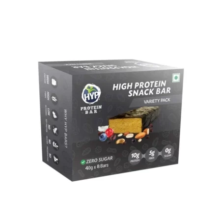 HYP Sugarfree Variety Pack - 8 Bars (2 Oats Brownie+ 2 Espresso+ 2 Berry Burst+ 2 Coconut Almond)