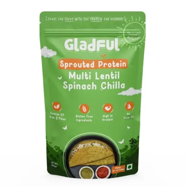 Gladful Sprouted Protein Spinach Instant Chilla Mix, 200 g, Herbkart8t761igWW2IlFL.webp, Herbkart8t761igWW2IlFL