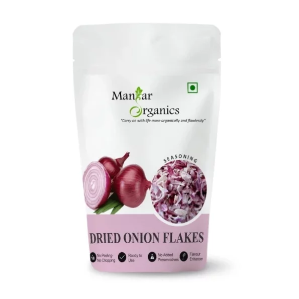 ManHar Organics Dried Onion Flakes 100g available on Herbkart