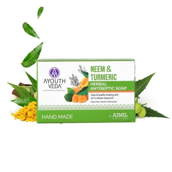 Ayouthveda Neem and Turmeric Herbal Soap - 125gm, Herbkart8t771tdaFD8SUL.webp, Herbkart8t771tdaFD8SUL