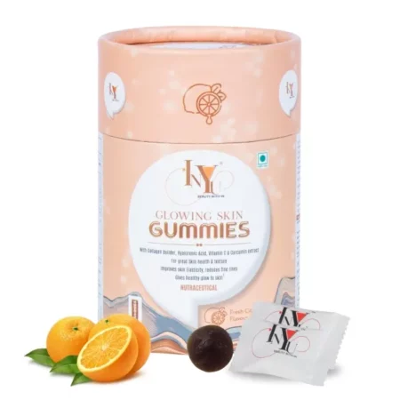 INYU Glowing Skin Gummies for Women and Men | 30 Days Pack | With Hyaluronic Acid, Collagen builder, Vitamin C, E & Curcumin Extract | For Signs of Ageing, Healthy & Flawless Skin | Skin Supplement