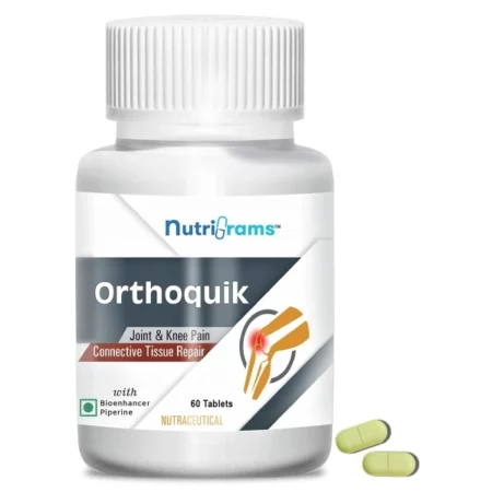 Nutrigrams Orthoquik Joint Support Supplement with Boswellia Serrata (65%), Glucosamine, Magnesium, Curcumin and Fenugreek - 60 Tablets