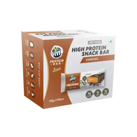 HYP - High Protein Snack Bar, Chocolate Espresso (6x40g) | No Added Sugar | Protein Chocolate Bar Espresso Flavor | Gluten Free Protein Bars | High Protein Snack | Protein Bar Sugar Free