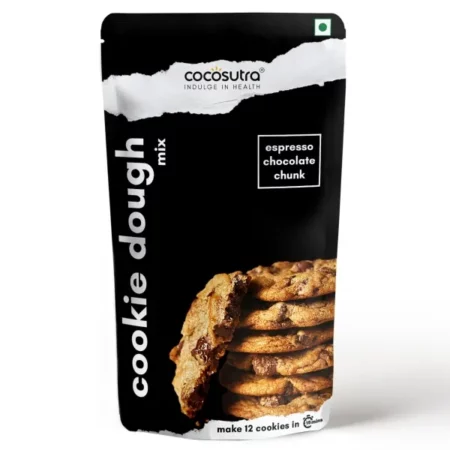 Cocosutra Cookie Dough Mix - Espresso Chocolate Chunk | with natural ingredients| 3 Easy Steps for Perfect Cookies - Mix, Scoop & Bake | Instant Baking Mix | 220 g
