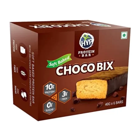 HYP Zero Sugar Protein Bar, Choco Bix | 10G Protein Energy Bar | Sugar Free Protein Bar With Dark Chocolate Coating | High Protein Bars With No Added Preservatives | Protein Snacks-40 Gm