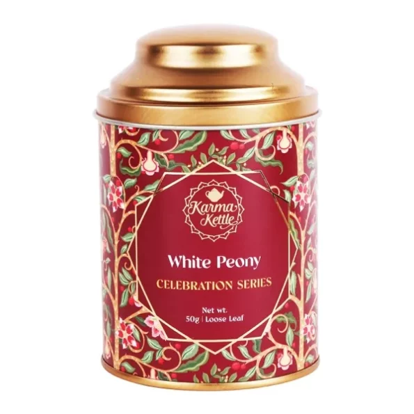 Karma Kettle Peony White tea - Loose Leaf tea in Tin, 50 gm, Herbkart8t761kp09pmcBL.webp, Herbkart8t761kp09pmcBL