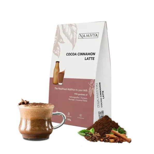 Namhya Cocoa Cinnamon Latte (100g) with nutmeg, Moringa and Ashwagandha, Herbkart8t761emaY8K5GL.webp, Herbkart8t761emaY8K5GL