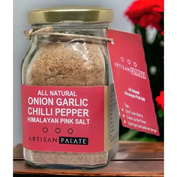 Artisan Palate Onion Garlic Chilli Pepper Himalayan Pink Salt Jar 150 gms, Herbkart8t771HCZKuaZ7L.webp, Herbkart8t771HCZKuaZ7L