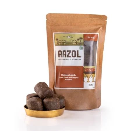 Aazol Mahua Laddu: Forest Flower and Jaggery Nutri Ball - 250gms | After-meal Dessert or At-work Energy Booster | Packed with Vitamins, Phosphorus and Calcium