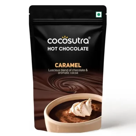 COCOSUTRA Caramel Hot Chocolate Mix | Enjoy hot or cold | 100 g | Vegan & Gluten Free Drinking Chocolate Powder | No Preservatives | Ready in 2 Minutes | Serves 5 Cups