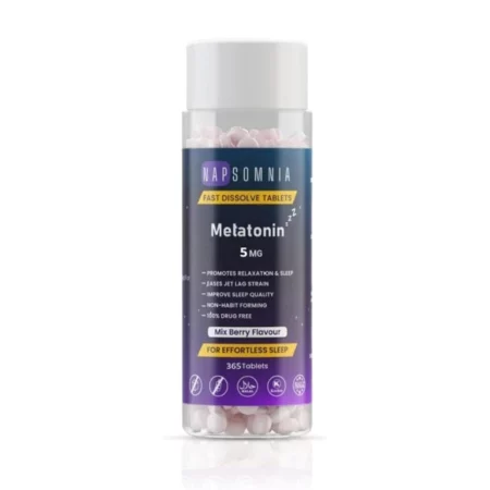 Napsomnia 5 Mg Melatonin Fast Dissolve Tablets | Mix Berry Chewable Melatonin Tablets - Non-Habit-Forming Melatonin Sleep Aid For Adults - Sugar Free Melatonin Tablets For Effective, Restful Sleep