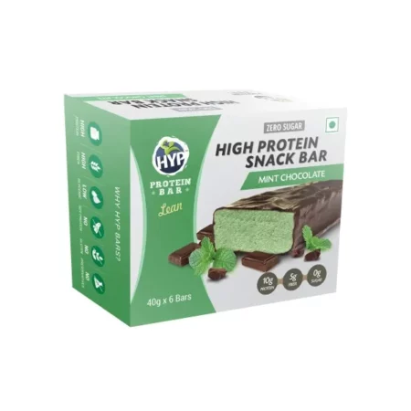 HYP- Lean Sugar-Free Protein Bar Mint Chocolate (6x40g) | 10g Protein per Bar | High Fiber | Low Net Carb | Contains Whey Protein | Protein Snacks with No Soy Protein | Gluten Free Protein Bars