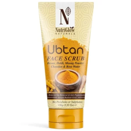 NutriGlow Natural’s Ubtan Face & Body Scrub with Besan, Moong Powder for Tan Removal, 100g