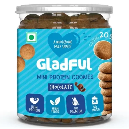 Gladful Chocolatey Protein Mini Cookies Biscuit For Kids And Families, Made with Butter, Soy Protein, Tasty & Healthy Daily Snack, No Maida, No Preservatives 150gm (Pack of 1)