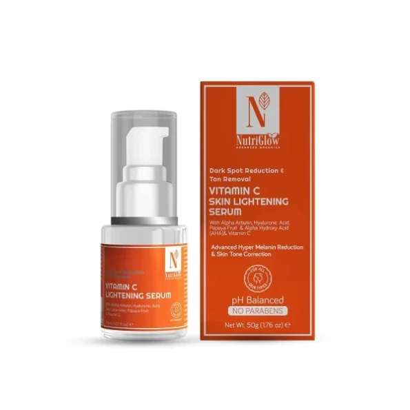 NutriGlow Advanced Organics Vitamin C Serum with Hyaluronic Acid - 30ml available on Herbkart