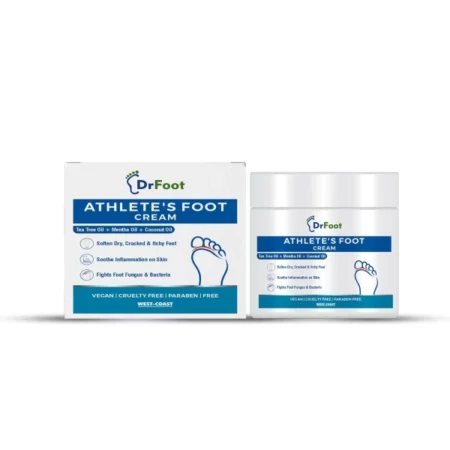 Dr Foot Athlete's Foot Cream | Soothing and Moisturizing | Foot Care for Dry and Cracked Feet | Tea Tree Oil, Menthol Oil, Coconut Oil - 100GM
