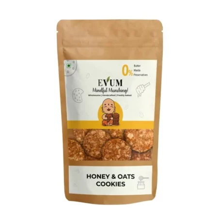 Evum Handmade Honey & Oat Cookies (180GM) | Healthy & Tasty Guilt free Snacks | Freshly Baked Delicious Oats & Wholewheat Cookies/Biscuits | No Maida | No Butter | No Refined Sugar | No Preservatives