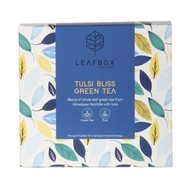 Leafbox Tulsi Bliss Green Tea, 40 Grams available on Herbkart