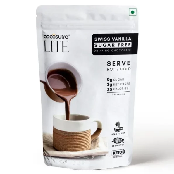 Cocosutra Sugar Free Drinking Chocolate Mix - Swiss Vanilla 200g available on Herbkart