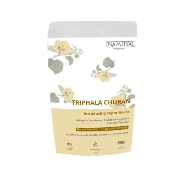 Namhya Triphla Powder Helps Relieve Constipation Quick Acidity & Gas Relief - 100 g available on Herbkart